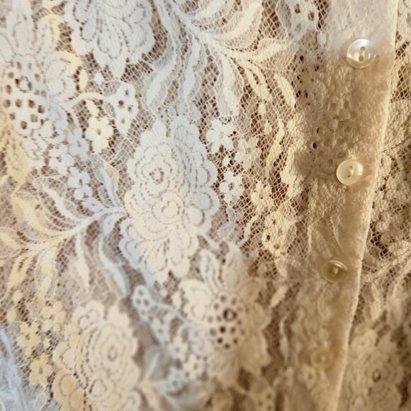 Women's Lucky Brand Lace Overlay Blouse Cream  XS. - Picture 5 of 12